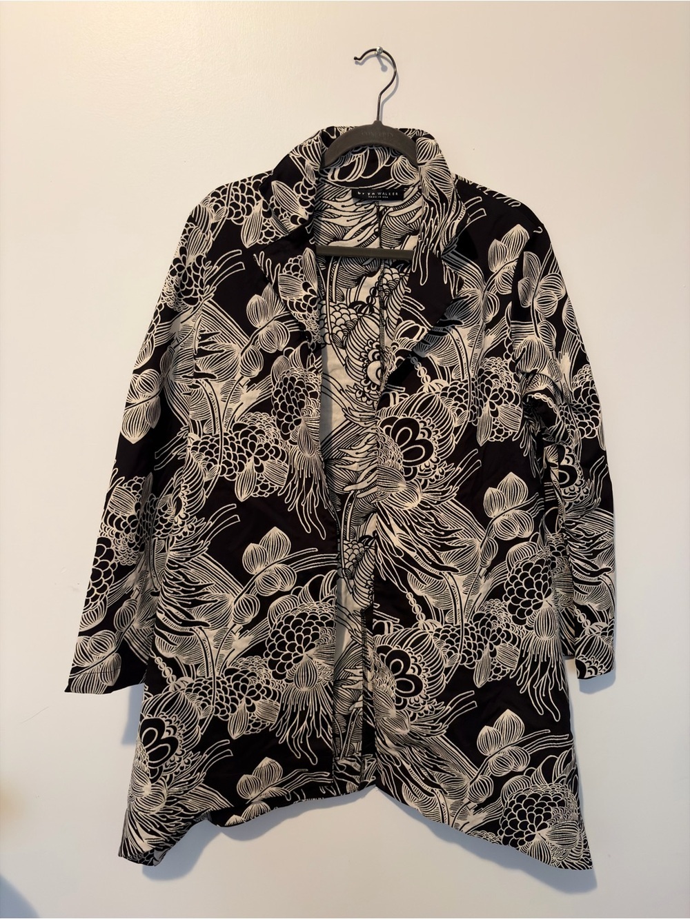 BRYN WALKER Black-White Print Cotton Jacket - Small